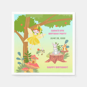 Garden Fairy with pet friends Birthday Party Napkins