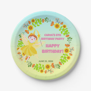 Garden Fairy with pet friends Birthday Party Paper Plates