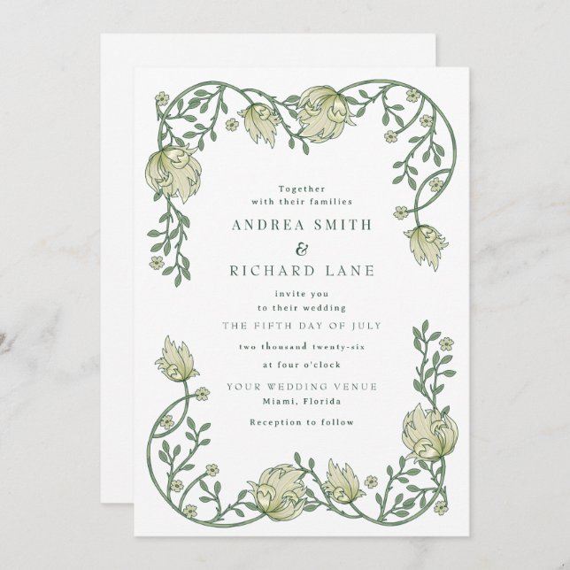Garden Fairytale Wedding Invitations (Front/Back)