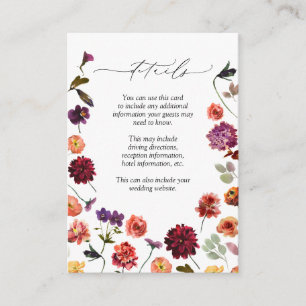 Garden Fall Summer Burnt Orange Wedding Details Enclosure Card