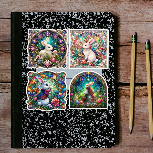 Garden Fantasy Bunny Stained Glass Easter  Sticker (Creator Uploaded)