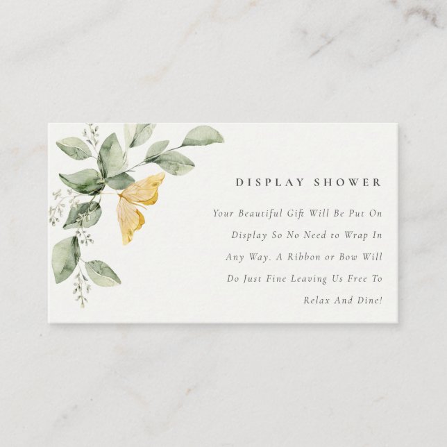 Garden Fauna Butterfly Display Shower Baby Shower Enclosure Card (Front)