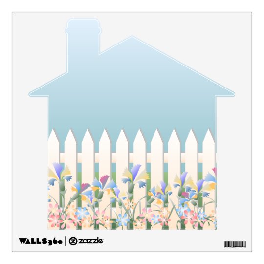 Garden Fence And Flowers Home Shape Wall Decal Zazzle Flowers Home Shape Wall Decal