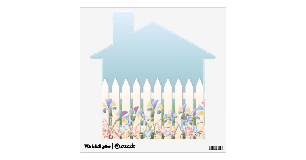 Garden Fence And Flowers Home Shape Wall Decal Zazzle Flowers Home Shape Wall Decal