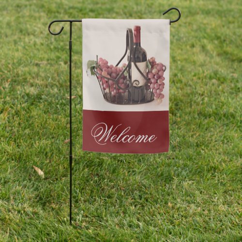 Garden Flag Basket Wine and Grapes