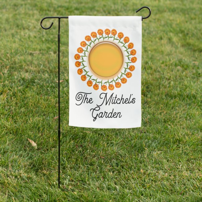Garden Flag- Calendula and Orange Sun with Text