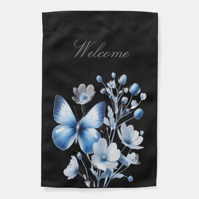 Garden Flag Welcome Blue Butterfly (Front)