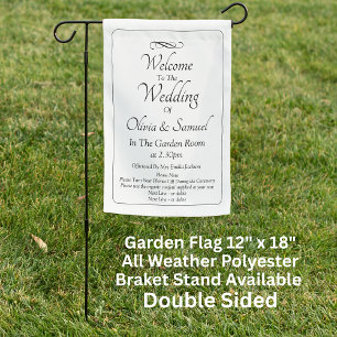 Garden Flag - Welcome Sign Wedding Black White