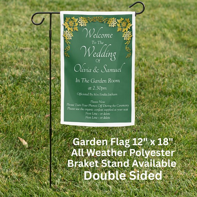 Garden Flag - Welcome Sign Wedding Emerald Green (Creator Uploaded)