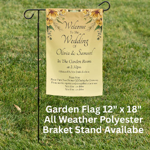 Garden Flag - Welcome Sign Wedding  Golden Yellow 