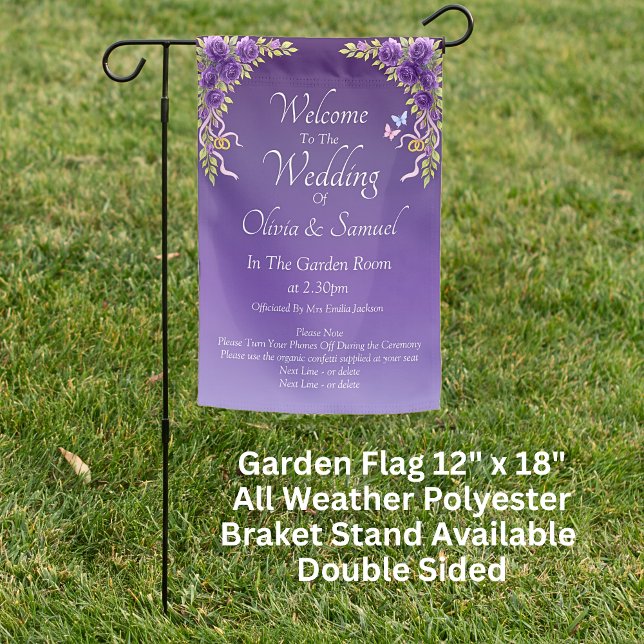 Garden Flag - Welcome Sign Wedding Purple Mauve (Creator Uploaded)