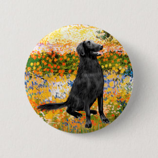 Garden - Flat Coated Retriever Button