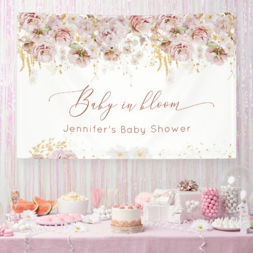 Garden floral baby in bloom baby shower banner