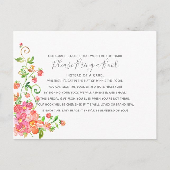 Garden Floral Berry Baby Shower Book Card Library (Front)