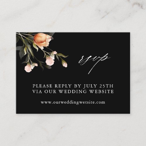 Garden Floral Bouquet Wedding Website RSVP Black Enclosure Card