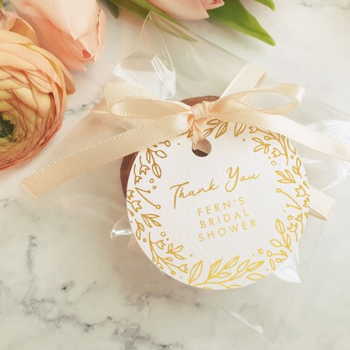 Garden Floral Bridal Shower Thank You Gold Foil Favor Tags