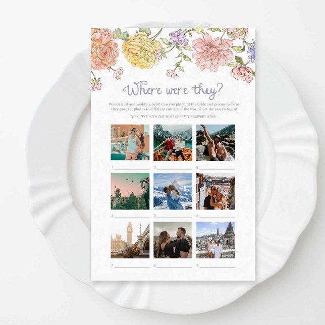 Garden Floral Bridal Shower Where were they game (Garden Bridal Shower Game Where were they?)