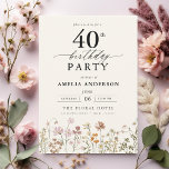 Garden Floral Calligraphy 40th Birthday Invitation<br><div class="desc">Celebrate in style with a garden floral calligraphy 40th birthday invitation, perfect for a milestone event. Featuring vibrant floral designs and elegant calligraphy, this invitation sets a whimsical yet sophisticated tone for your celebration. The lush garden theme blends natural beauty with graceful typography, creating a timeless and inviting look. Ideal...</div>