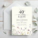 Garden Floral Calligraphy 40th Birthday Invitation<br><div class="desc">Celebrate in style with a garden floral calligraphy 40th birthday invitation, perfect for a milestone event. Featuring vibrant floral designs and elegant calligraphy, this invitation sets a whimsical yet sophisticated tone for your celebration. The lush garden theme blends natural beauty with graceful typography, creating a timeless and inviting look. Ideal...</div>