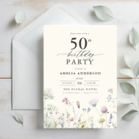 Garden Floral Calligraphy 50th Birthday