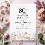 Garden Floral Calligraphy 80th Birthday Invitation<br><div class="desc">Celebrate in style with a garden floral calligraphy 80th birthday invitation, perfect for a milestone event. Featuring vibrant floral designs and elegant calligraphy, this invitation sets a whimsical yet sophisticated tone for your celebration. The lush garden theme blends natural beauty with graceful typography, creating a timeless and inviting look. Ideal...</div>