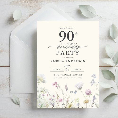 Garden Floral Calligraphy 90th Birthday