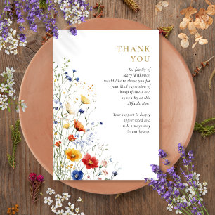 Garden Floral Celebration Of Life Funeral Thank You Card