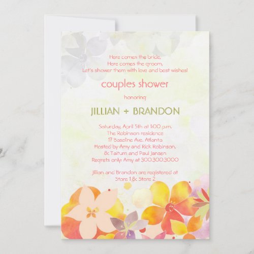 Garden Floral Couples Wedding Shower Invitation