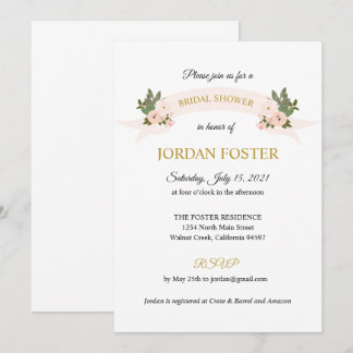 Garden Floral Crest Bridal Shower Invitation