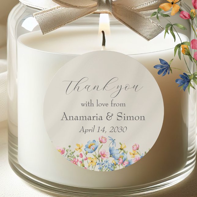Garden Floral Engagement Favor Thank You Classic Round Sticker (Creator Uploaded)