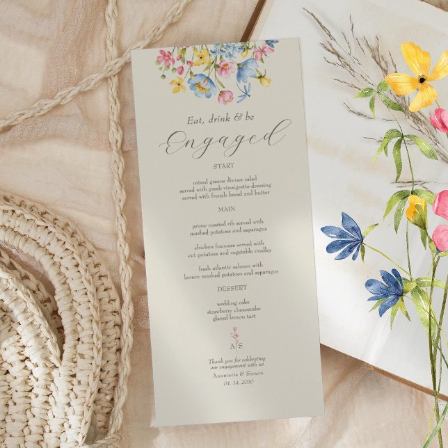 Garden Floral Engagement Party Menu (Creator Uploaded)