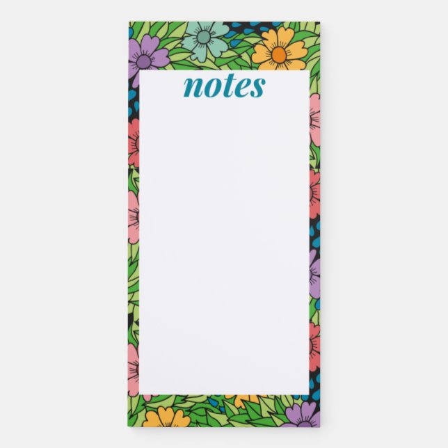 Garden Floral Flowers Notes List Magnetic Notepad (Front)