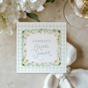 Garden Floral Gingham Bridal Shower Napkins