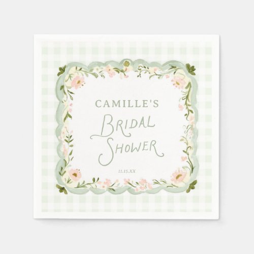 Garden Floral Gingham Bridal Shower Napkins