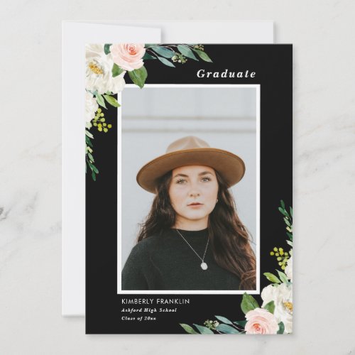 Garden Floral Graduation Photo Invitation