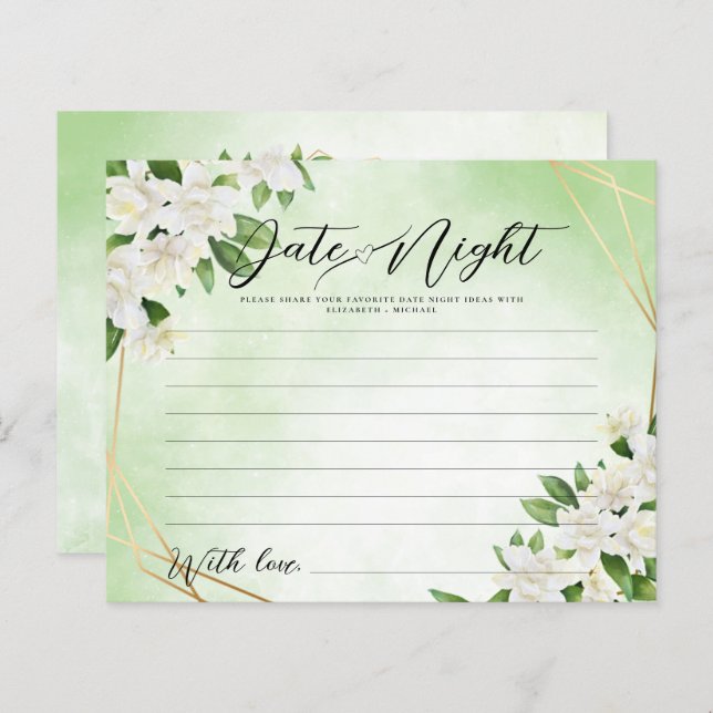 GARDEN FLORAL GREENERY Date Night Idea Card Game (Front/Back)