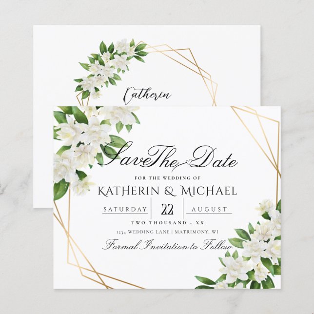 GARDEN FLORAL GREENERY WEDDING SAVE THE DATE (Front/Back)