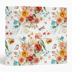 Garden Floral Pattern 3 Ring Binder