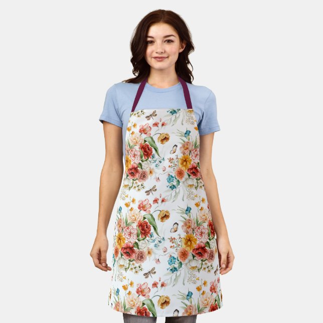 Garden Floral Pattern Apron (Worn)