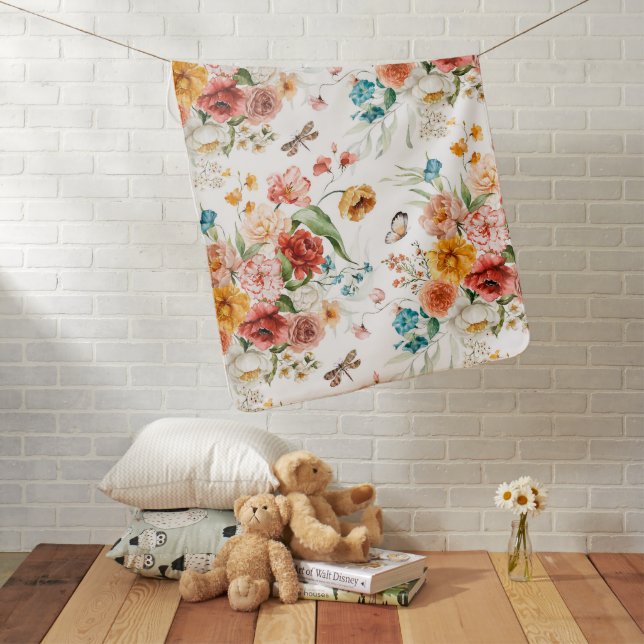 Garden Floral Pattern Baby Blanket (In Situ)