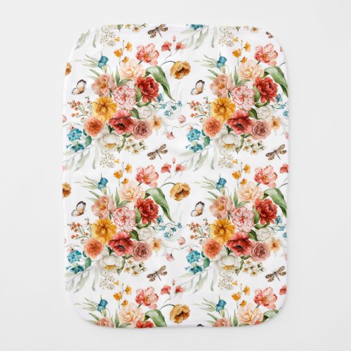 Garden Floral Pattern Baby Burp Cloth