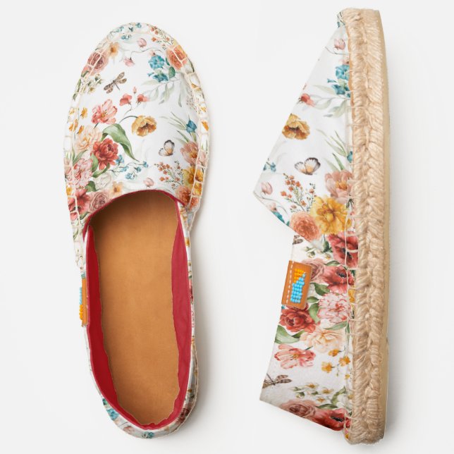 Garden Floral Pattern Espadrilles (Side)