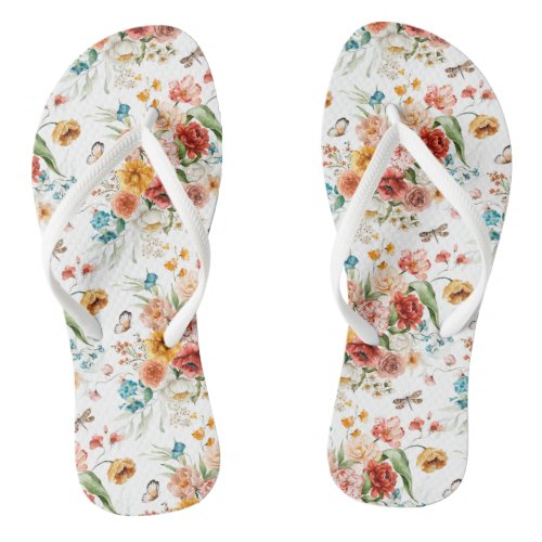 Garden Floral Pattern Flip Flops