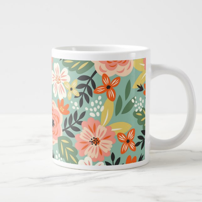 Garden Floral Pattern Giant Coffee Mug (Right)