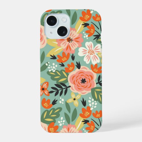 Garden Floral Pattern iPhone 15 Case