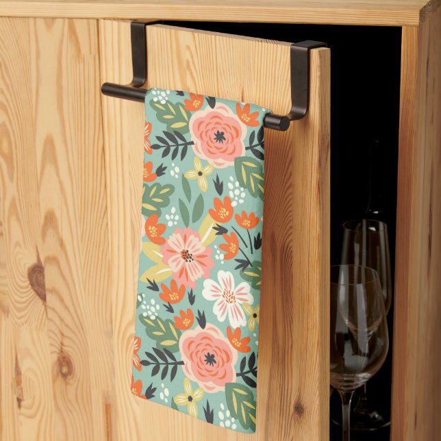 Garden Floral Pattern Kitchen Towel (Thirds Fold)