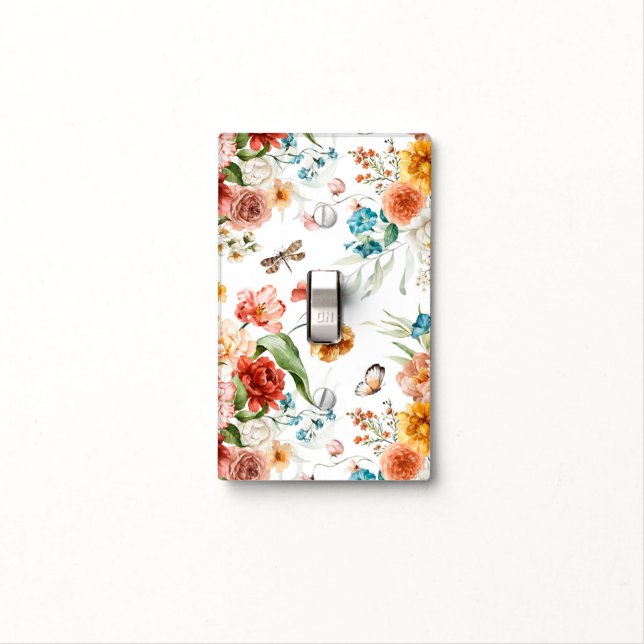 Garden Floral Pattern Light Switch Cover (In Situ)