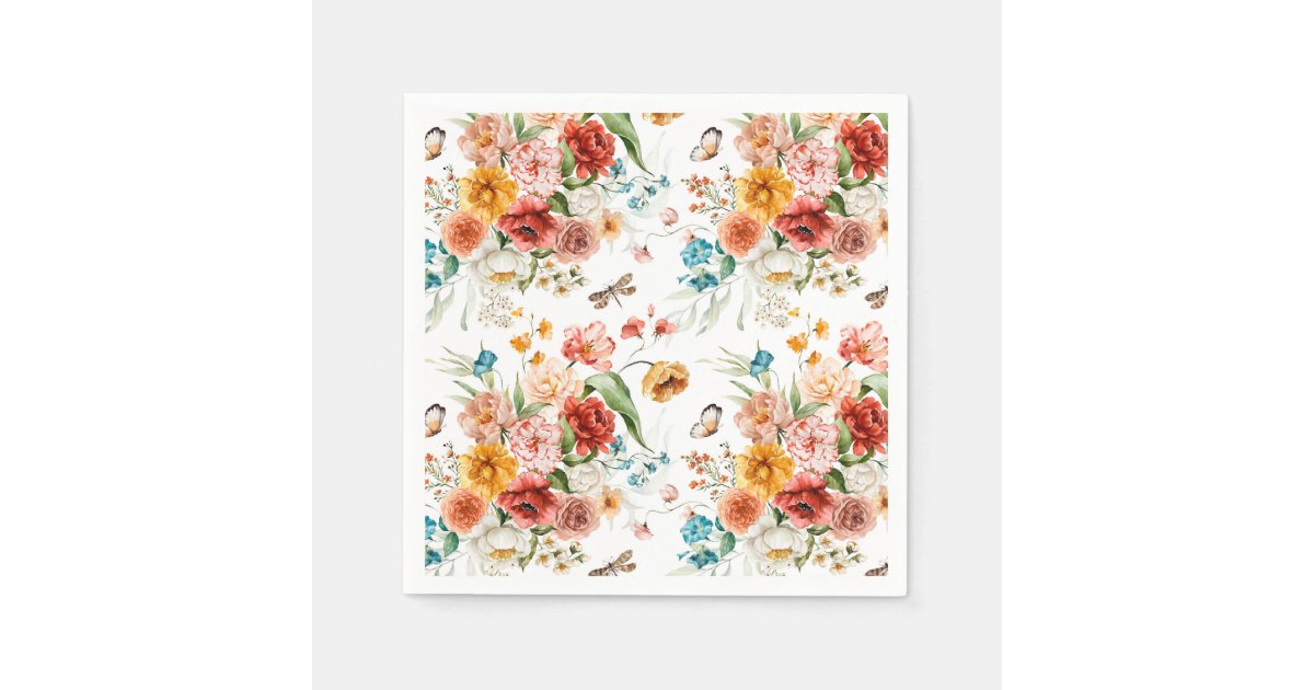 Patterned Napkins Garden Floral Pattern Napkins | Zazzle