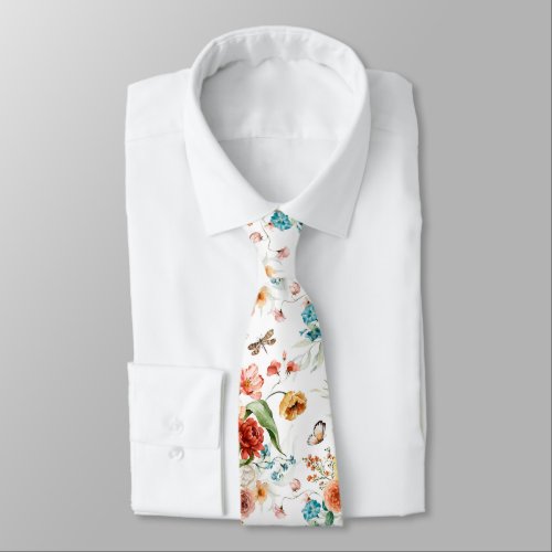 Garden Floral Pattern Neck Tie