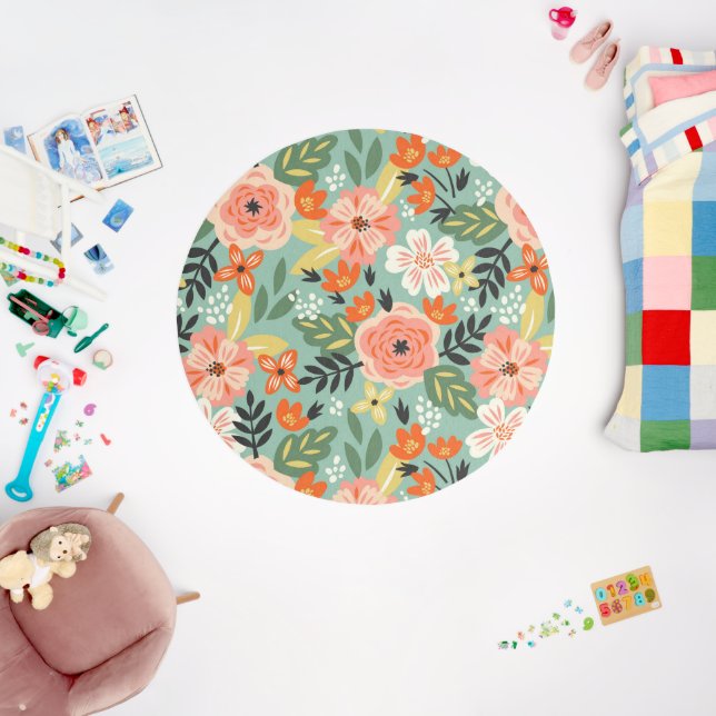 Garden Floral Pattern Outdoor Rug (Insitu (Babyroom))